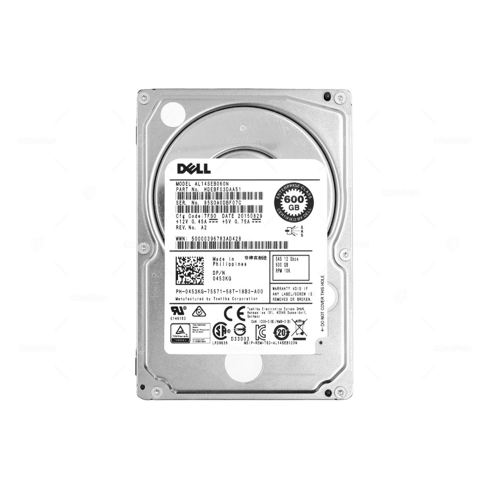 AL14SEB060N DELL 600GB 10K SAS 12G 2,5" SFF HARD DRIVE HDEBF03DAA51, 0453KG, AL14SEB060N